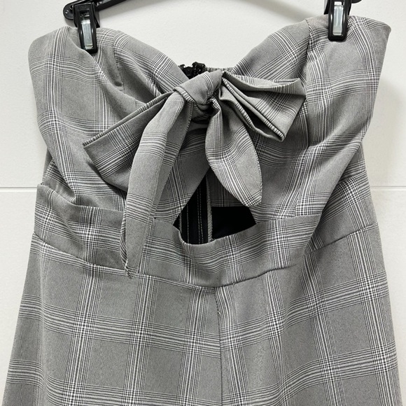 Grey Plaid Jumpsuit - Picture 2 of 5